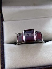 Garnet Emerald Cut Gemstone With 925 Sterling Silver Ring For Men's 66