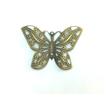 20 Antique Brass Butterfly Pendant Filigrees Findings 22820