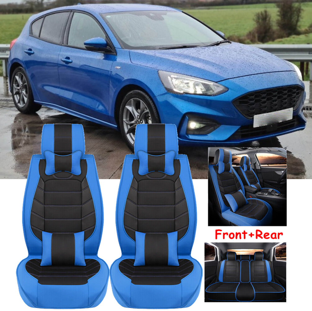 PU Leather Car Seat Cover 5-Seats Full Set Front Rear For Ford Focus 2008-2018