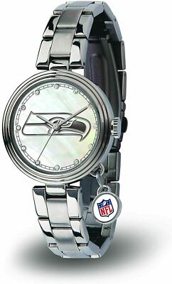 SEATTLE SEAHAWKS WOMEN'S CHARM WATCH MOTHER OF PEARL