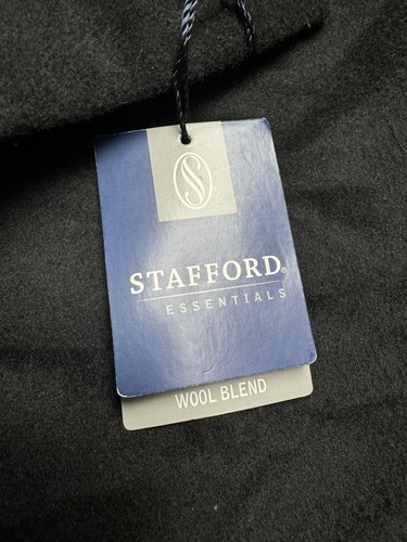 New Stafford Black Wool Blend Long Coat Trench Men's Classic Fit Size 44L NWT - Picture 3 of 9