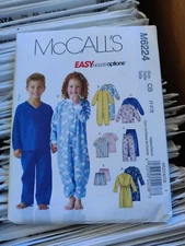 NEW McCALL'S PATTERN M6224 CHILD'S PJ'S ROBE PANTS TOP JUMPSUIT Sz. 1-2-3 UNCUT