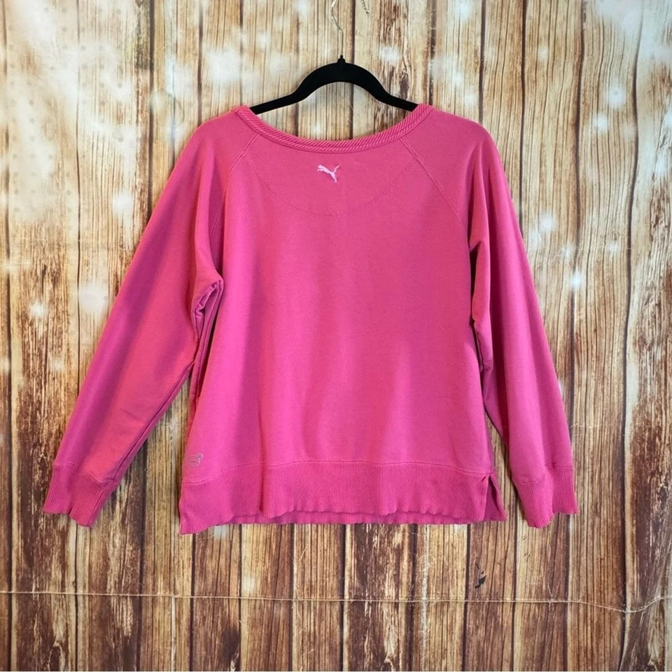 Puma Mujer Cuello Redondo Manga Larga Pullover Rosa Sudadera Talla Mediana Foto 4 de 4