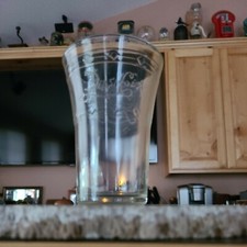 Pepsi Cola Soda Fountain Glass Etched Lettering Flared Top Drinking