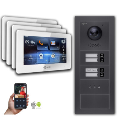 Goliath IP Video Türsprechanlage: 7-Zoll 4 Familienhaus, Blanko, Anzeige, Anthra