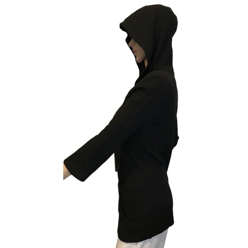 Christine Alexander Medium Black Cotton RETRO Hooded WAFFLE Top Shirt Retro Danc - Picture 7 of 11