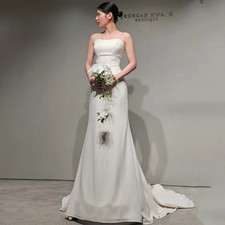 Elegant Wedding Dresses Strapless A-Line Satin Dresses Photo Shoot Bridal Gowns