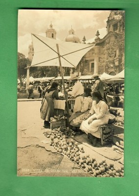 VINTAGE AFGA REAL PHOTO POSTCARD - MEXICO - STREET SCENE - VILLA DE GUADALUPE