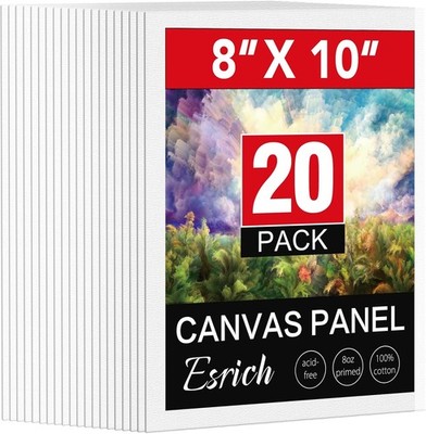 Canvas Boards for Painting, 20 Pack Canvases for Painting 8x10 Cotton Primed