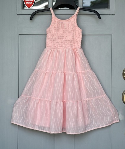 "Xtraordinary" boutique smocked, 3-tiered girl's dress size 4 in blush pink, NWT - Picture 3 of 6