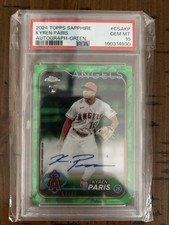 2024 Topps Chrome Sapphire Kyren Paris Green Auto 53/99 Angels PSA 10
