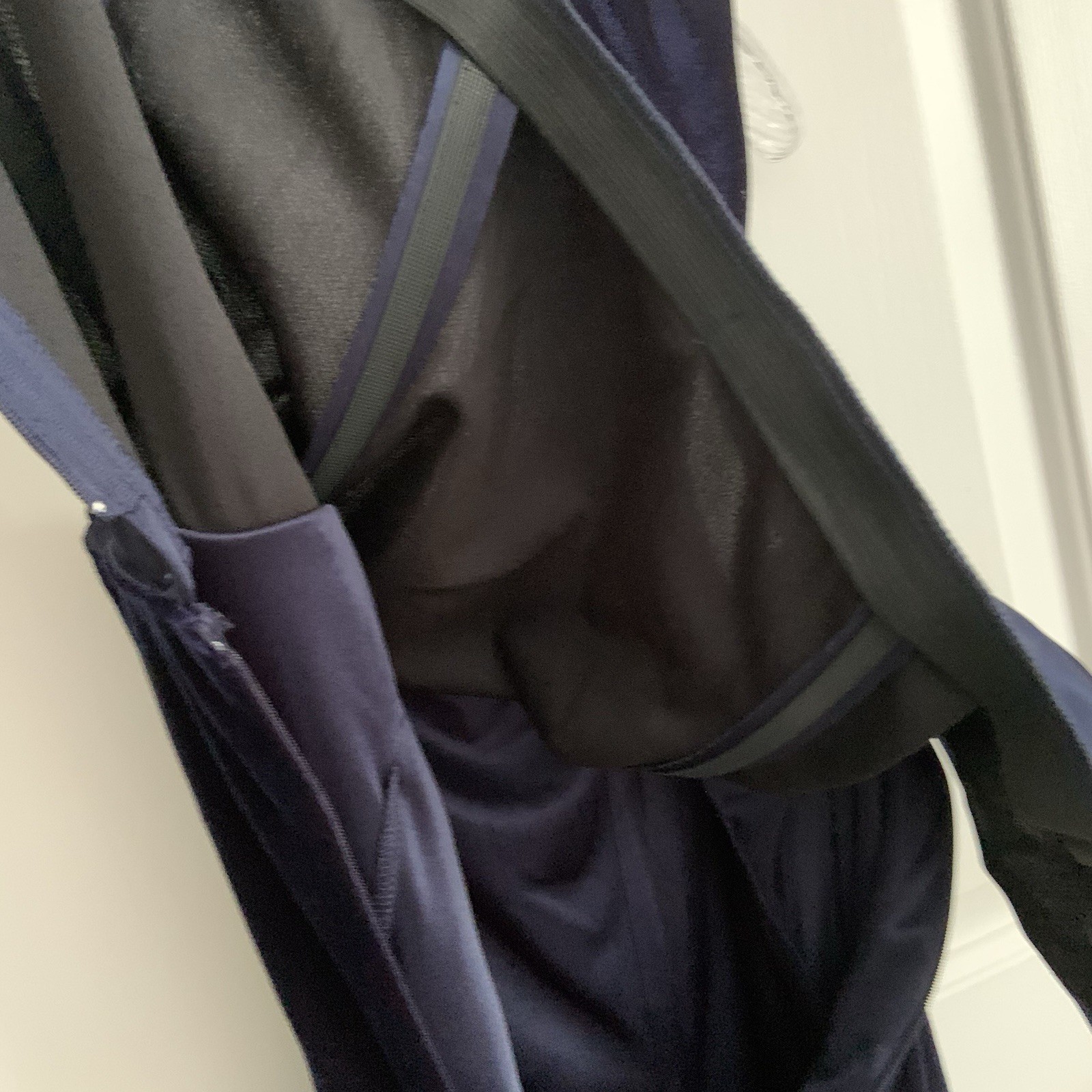 David Meister Boned support Blue Velvet one shoulder Party Cocktail Dress sz 10