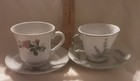 Pair of Vintage Floral Teacups & Saucers, Unmarked, Lavendar & Roses — photo 5
