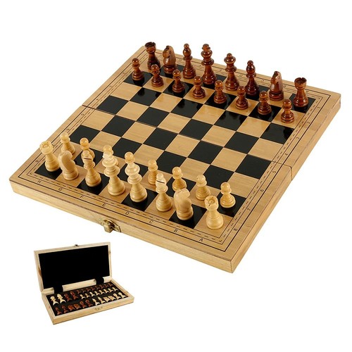 Wooden Chess, Checker, and Backgammon 3 in 1 Board Game Set,Classic Traditional - Picture 6 of 6