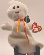 Halloween 1995 TY Beanie Babies Spooky the White Ghost Plush NWT