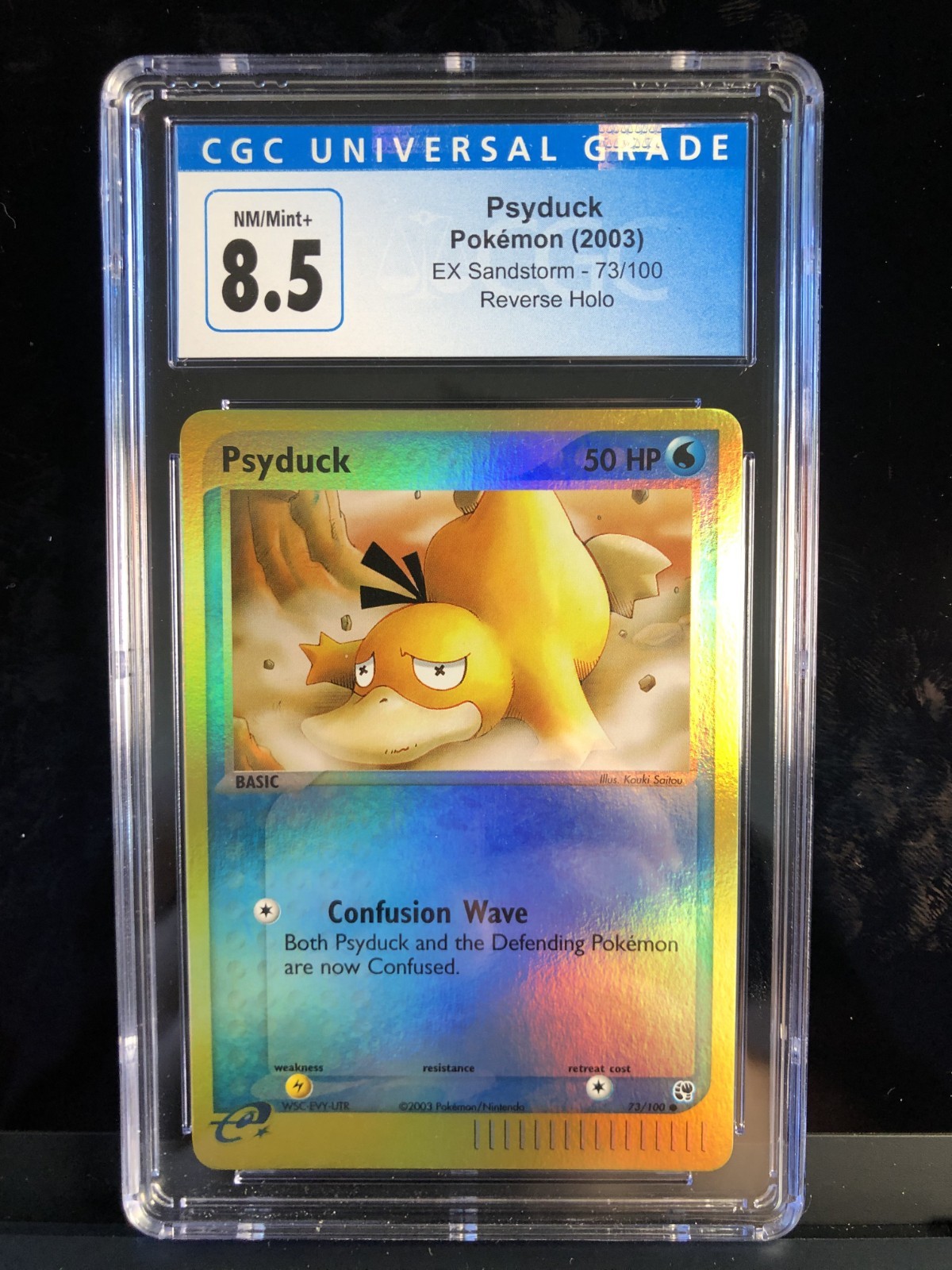 Psyduck 73/100 EX Sandstorm Reverse Holo CGC 8.5