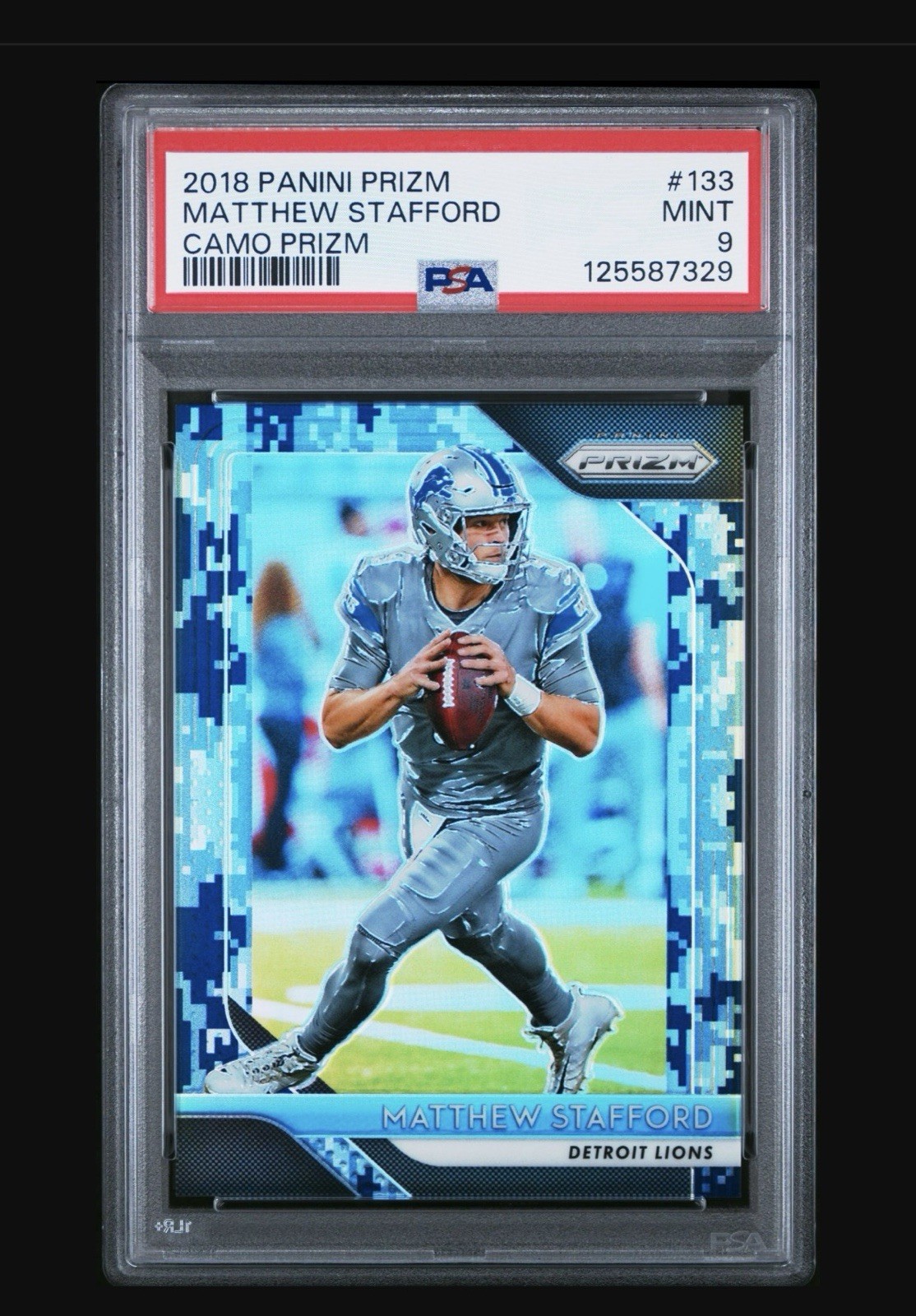 2018 Panini Prizm🔥Matthew Stafford🔥/25 Camo PSA9💎MINT💎