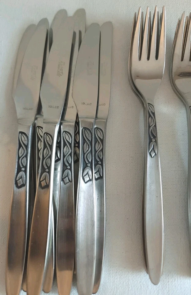 Cuchillos horquillas de tiempo de tulipán vintage Amefa 27 piezas cubiertos de acero inoxidable danés Foto 2 de 4