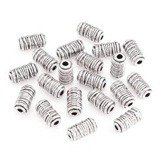 20Pcs Antique Silver Column Spacer Beads 11x6mm Tibetan Metal Tube Loose