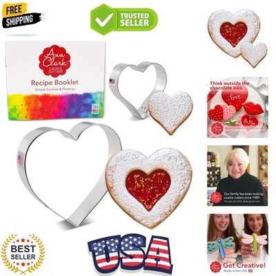Valentine's Linzer Cookie Cutters 2-Pc. Set Made in the  by Ann Clark, 4'', 2''