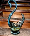 LARGE 18 1/2" VINTAGE MURANO ART GLASS SWAN BOWL FIGURINE