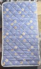 Moon Stars Crib Quilt Nursery Coverlet Blue Yellow White Soft Bedding for Baby