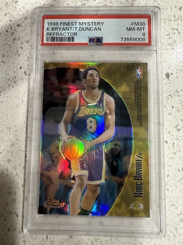 1998 Topps Finest Mystery Refractor M38 Kobe Bryant Tim Duncan PSA 8 Low Pop