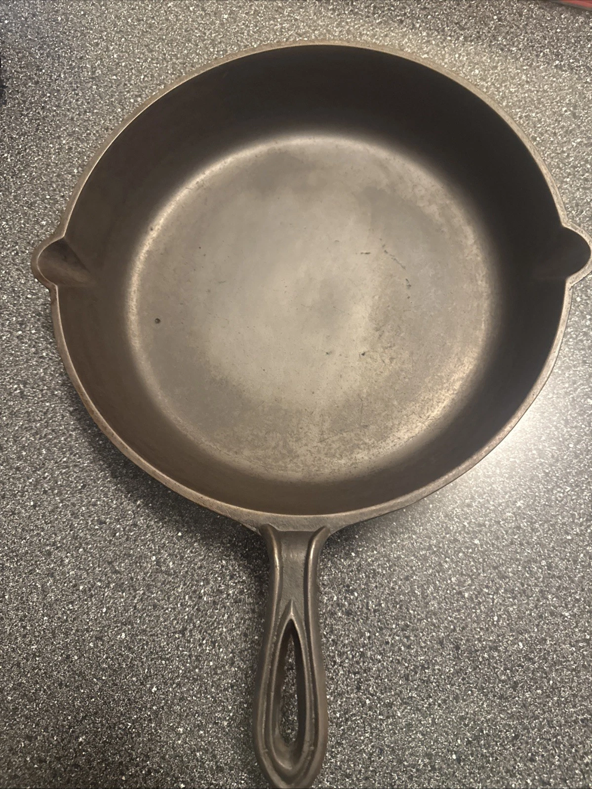 Antique 1890' s Fancy Handle Cast Iron Skillet No. 10 With Gate Mark Restored