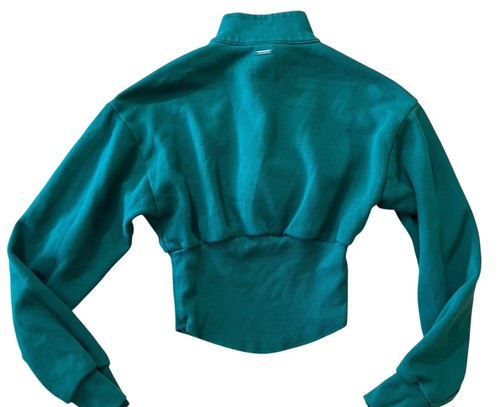 Victoria’s Secret Woman’s Crop Sweatshirt XS Teal Green Half Zip Pullover Top - Picture 2 of 8