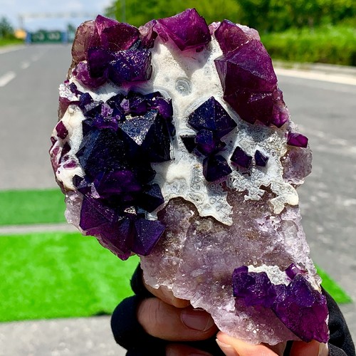 1.47LB Natural Transparent purple Fluorite Mineral Crystal Specimen/China - Picture 9 of 19