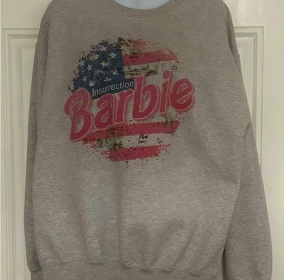 Gildan Size L Gray Screen print   Insurrection Barbie  Sweatshirt