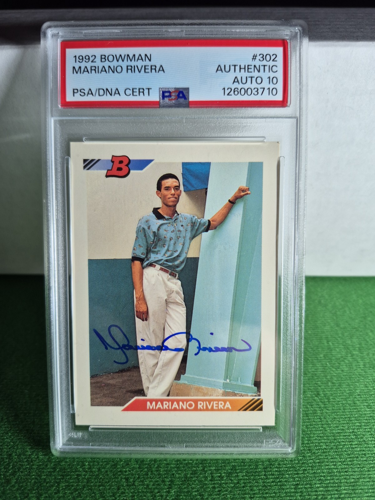 1992 Bowman Mariano Rivera #302 Rookie Auto PSA Authentic Auto 10 Yankees