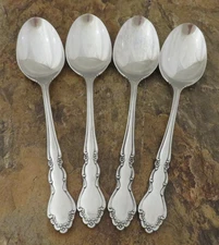 Oneida Dover Cube Set of 4 Oval Soup Spoons Heirloom Stainless Flatware Lot S