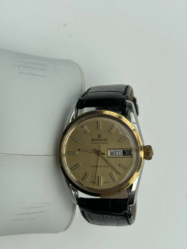 Reloj EDOX King Star Automático Vintage Antigolpes SS 10 ba agua no probado Foto 2 de 4