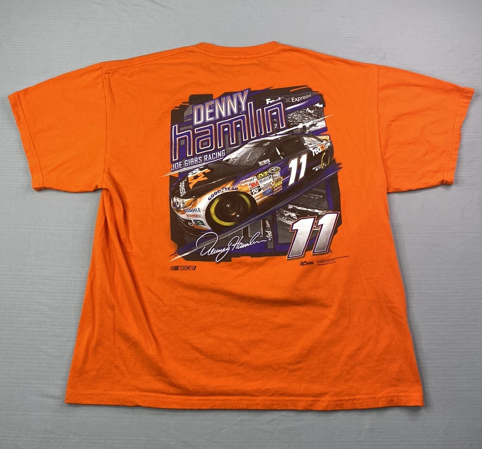 Denny Hamlin #11 NASCAR 橙色 T 恤 Lg Chase Authentics ü XL — 第 3/4 张图片