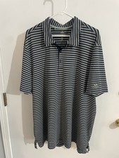 Adidas Golf Polo Shirt Size 2XL Blue White Striped Preowned Good