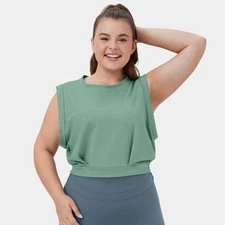 NWT Halara Crew Neck Sleeveless Cropped Plus Size Yoga Tank Top Trellis 2X