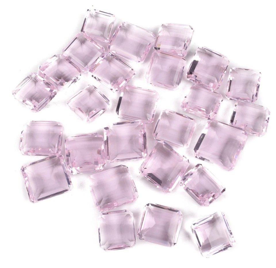 Pink Topaz Loose Gemstone Lot 300 Ct/4-5 pcs Square Cut Jewelry Making Gems Lot - Image 4 of 4