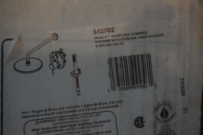 Delta 342702 Modern Monitor 14-Series Shower Raincan Hand Shower & Valve - READ