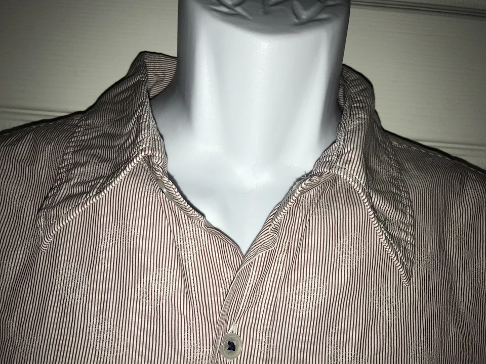 Camisa de vestir para hombre Lorenzo Uomo calce moderno talla XL rayas sutiles/cachemira Foto 4 de 4