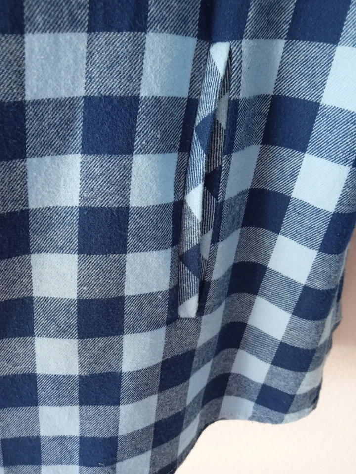 Cárdigan para mujer Joan Rivers talla **Med azul a cuadros búfalo drapeado 100 % algodón Foto 2 de 4