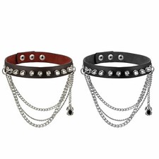 Halloween Leather Rivet Punk Gothic Choker Collar Necklace Adjustable for Women