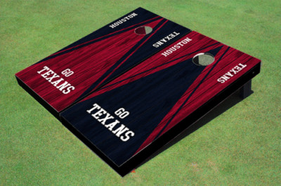 Houston Texans Alternating Wood Look Triangle Cornhole Boards - NFL