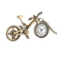 Unique Bronze Antique Bicycle Quartz Pocket Watch Pendant Necklace Chain Gift