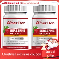 2 Bottles Pills Blood Sugar Support Supplement 1200mg Berberine Extract 240 Caps