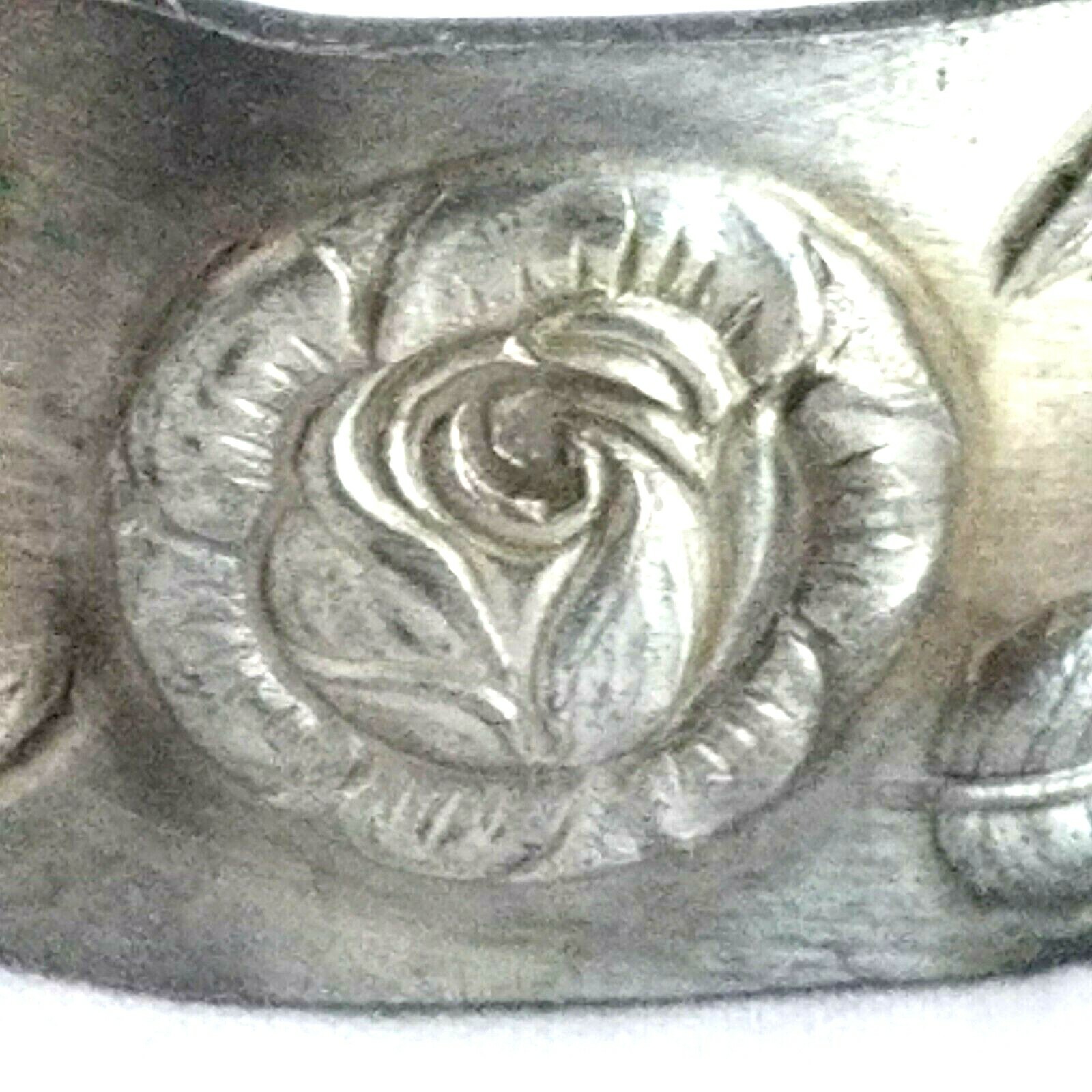 Vtg Pewter Cuff E. Christophersen NORWAY Floral E… - image 3