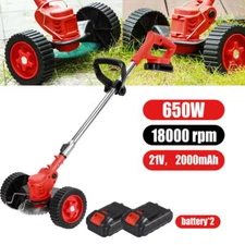 Cordless Grass String Trimmer Cutter Electric Lawn Edger w/ 2 Battery