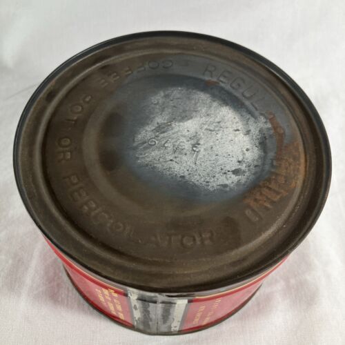 Vintage 1952 Folgers Coffee NOS New Sealed w Key 1 lb Full Can Regular Grind - Picture 6 of 7