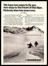 1966 Swissair Airlines Zurich Geneva Alps Holiday On Ski Tours Package Print Ad