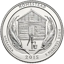 2015-D HOMESTEAD, NEBRASKA "ATB" NATIONAL PARK QUARTER 1-COIN BU FREE SHIPING